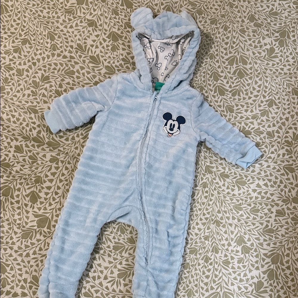 Disney Light Blue Mickey Mouse Fleece Footie